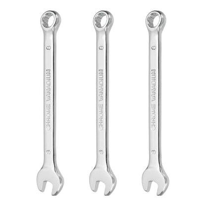 HARFINGTON 3Pcs Combination Wrench 8mm Metric 12-Point Box and Open End CR-V Steel Double Ended Spanner Tool for Automotive Pipe Furniture Machinery DIY Repair, Silver White - size: 8mm