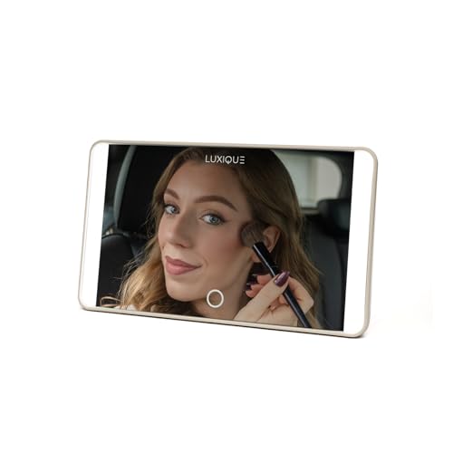 Rechargeable LED Sun Visor Mirror – 3 Dimmable Light Modes, Portable Makeup and Vanity Mirror, Weather-Resistant, Detachable Stand, Universal Fit, Perfect for Beauty, Grooming, Travel (Beige) - color: Beige