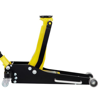 3 Ton Low Profile Aluminum Steel Racing Floor Jack Dual Pump Portable | Heavy-duty 3 ton/6600 lbs capacity, lightweight aluminum & steel build, low profile design with dual pump, 360° rotatabl