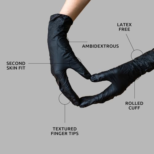 Black Nitrile Disposable Exam Gloves (5 Mil) | Latex‑Free, Powder‑Free, Food Safe, Medical, Tattoo, Mechanic & Cleaning Use - size: Medium