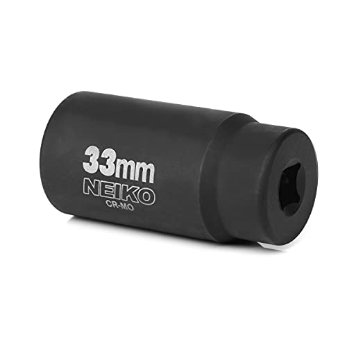 NEIKO 02524A 33mm Socket | 1/2” Drive Deep Impact Socket | Spindle & Axle Nut Socket | 12 Point |Chrome Molybdenum Cr-Mo |Deep Well Hub | Triple Square | Axle Shaft Nut Remover - size: 33 mm (Single)