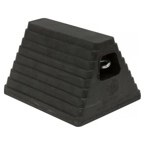Buyers Products WC6810L Heavy Duty Rubber Wheel Chock with Recessed Eyebolt, 10x8x6 Inch, Reinforced Tire Chock for Cars, Trailers, RVs, Oil Resistant, Durable Tire Stopper, Ideal for Shipping Docks - color: Black, style: Recessed Eye Bolt