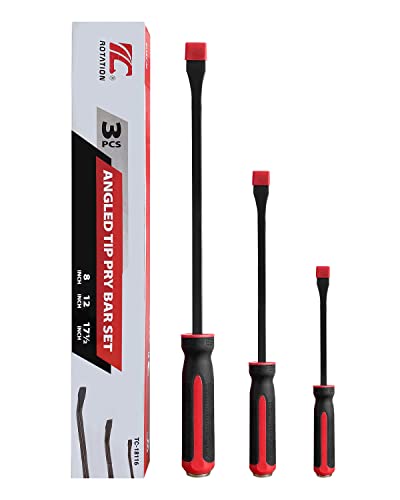 ROTATION Pry Bar Set, Strike Cap Handle, Angled Tip, Rust proof finish, Machanic Tools for prying, scraping, lifting, pulling | 3pcs Hand Tools Set