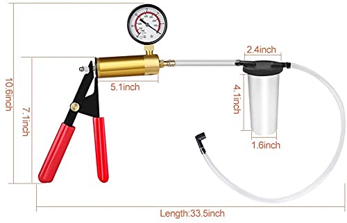 GOTOTOP Hand Held Vacuum Pump Tester Kit,Vacuum Pump Tester Brake Bleeder Set,Vacuum Pressure Pump Tester Tool Brake Fluid Bleeder Bleeding Kit for Car Motorbike Moped Motor Bike
