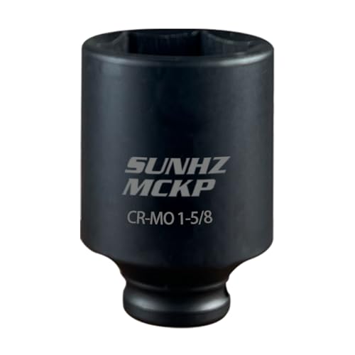 SUNHZMCKP 1/2 Inch Drive Impact Socket, SAE 1-5/8 In Deep 6 Point Socket, CR-MO, Axle Nut Impact Grade Socket for Easy Removal - color: Sae, size: 1-5/8 inch