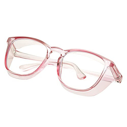 Safety glasses Goggles Nurses Protective Eyewear - Anti Fog Square Frame Stylish Clear Glasses for Women Men - color: A13-pink