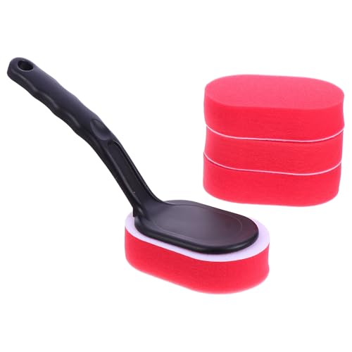 Didiseaon 5pcs Car Tire Waxing Brush Set with Handle, Auto Wax Applicator Sponge Pads for Wheel Cleaning and Polishing, Sturdy Car Care Tool for Tire Shine and Detailing
