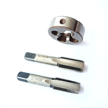 AtticZone M14 x 1.25 Metric Hand Thread Tap and Die Set, Right Hand 14 * 1.25, Alloy Tool Steel, 1 Taper Tap, 1 Plug Tap, 1 Round Die for Metal Working DIY Industrial - size: M14x1.25