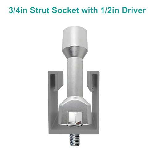 3/4"(19mm) Strut Socket With 1/2" Drive for 1-5/8" Wide Strut Channels-Heat Treated Alloy Steel Forging Suspension Strut Socket Tool(Silvery) - color: Silvery