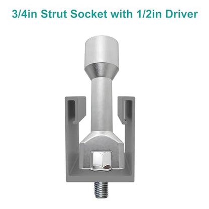 3/4"(19mm) Strut Socket With 1/2" Drive for 1-5/8" Wide Strut Channels-Heat Treated Alloy Steel Forging Suspension Strut Socket Tool(Silvery) - color: Silvery