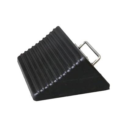 Shop Tuff Rubber Wheel Chock with Wide Handles, Curved Surface, and Resistant to Slip Design for Automotives, Wheel Immobilizers, and Chocks, Black