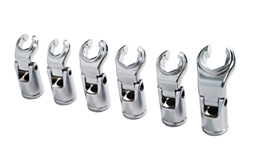 4LIFETIMELINES 3/8" Drive Crow's Feet Adjustable Flare Nut Sockets, 6 Piece SAE Set - size: 0.375 - 0.750 in