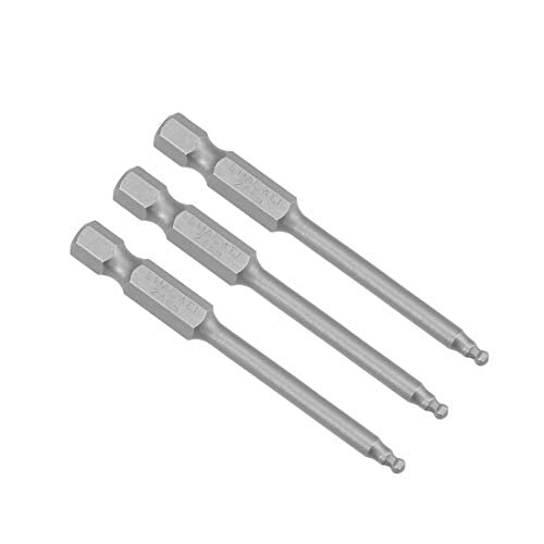 uxcell 3 Pcs H2.5 (2.5mm) Ball End Screwdriver Bits, S2 Steel Magnetic 2.6 Inch Long Drill Bit with 1/4 Inch Hex Shank - style: H2.5