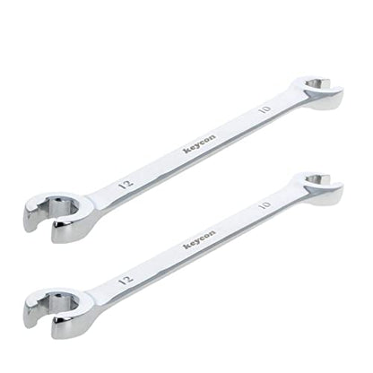 Auniwaig 2-Piece Flare Nut Wrench 10mm x 12mm, Metric, Polished Chrome Plated for Removing or Replacing Nuts on Fuel, Brake or Air Conditioning Lines - size: 10x12mm