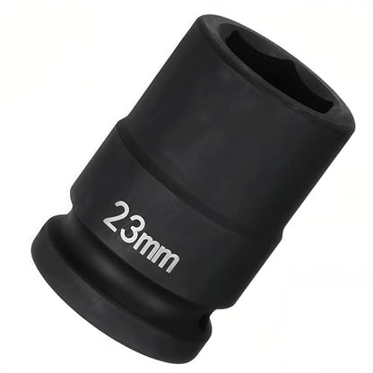 3/4"Drive x 23mm Metric, 6-Point Deep Impact Socket, Axle Nut Impact Socket | 40CR Alloy Steel,Clear labeling, Common Tools for Car Repair/Mechanical Work/Construction/Carpentry and Home Maintenance - size: 23mm
