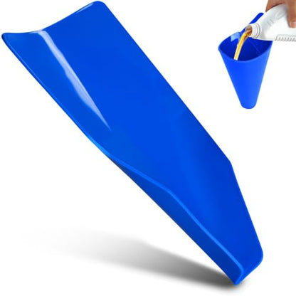 Flexible Oil Funnels Reusable Form a Foldable Moldable Change Draining Tool | Spill-Free Oil Change Tools Catch Pan Funl for Automotive Use Cars Motorcycles Mechanic Blue ﻿