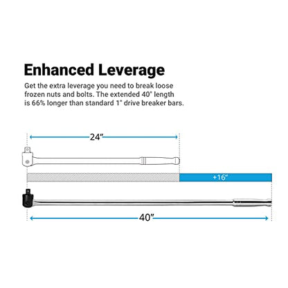 Capri Tools 1 in. Drive 40 in. Extended Leverage Breaker Bar - size: 1" Drive / Extended Leverage
