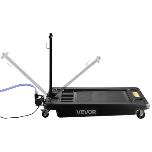 VEVOR Low Profile Oil Drain Pan, 17-Gallon Plastic Oil Change Pan, Effective Oil Drain Cart with 180W Electric Pump, Wheels & Folding Handle, Oil Drain Tank for Cars, SUVs, Trucks, Buses, RVs