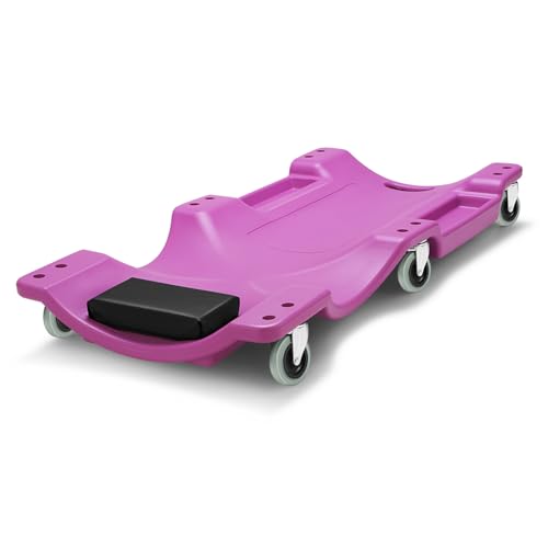 DNA MOTORING 40" L X 19" W Vehicle Repair Low Profile Plastic Rolling Garage Shop Creeper with Padded Headrest,Tool Trays & 6pcs Casters, Purple, TOOLS-00217-PR - color: Purple, size: 40 Inches