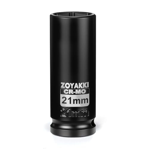 1/2" Drive 21mm Deep 6 Pt CR-MO Metric Impact Socket for Axle Nuts - size: 21mm, style: 1/2" Drive Deep