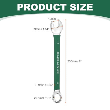 HARFINGTON 19mm Metric Combination Wrench 10 Degree Offset 12 Point Cr-V Steel Single Open End Spanner Wrenches for Automotive Repair Furniture Assembly - size: 19mm