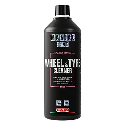 MANIAC LINE MAFRA Wheel and Tyre Cleaner | 2 in 1 for Rims and Tyres | Fast Brake Dust and Road Film Removal | Foam or Spray Application | Safe on Alloy Painted and Clear Coated Wheels | 1 Liter - size: 33.8 Fl Oz (Pack of 1)