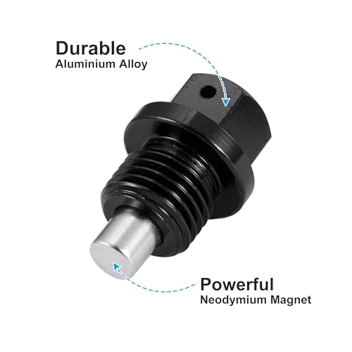 X AUTOHAUX 2 Set M14x1.5 Oil Drain Plug Magnetic Aluminum Alloy Sump Drain Nut Oil Drain Bolt with 2 Washer for Car Motorcycle Black - size: M14x1.5