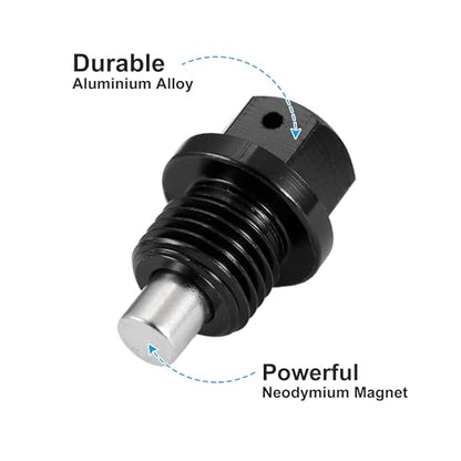 X AUTOHAUX 2 Set M14x1.5 Oil Drain Plug Magnetic Aluminum Alloy Sump Drain Nut Oil Drain Bolt with 2 Washer for Car Motorcycle Black - size: M14x1.5