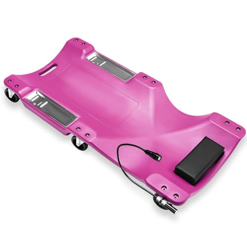 Auto Dynasty 40 Inches Mechanic Creeper, Automotive Garage Repair Low Profile Under Car Rolling Creeper with LED Light and Padded Headrest, Plastic, Purple - color: Purple, size: 40" L (w/LED Light)