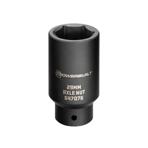 Powerbuilt 1/2-inch Drive 29mm Axle Nut Socket, Point Extra Deep, Remove Front Wheel Drive Axle Shaft Nuts, Pin Hole - 647076 - size: 29mm