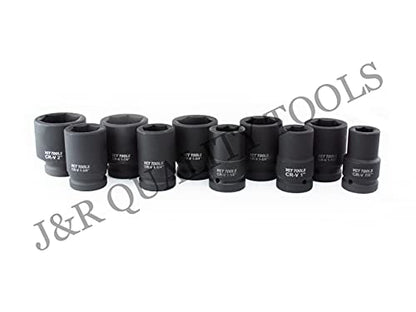 VCT 1" Drive Deep Impact Socket Set, SAE, CrV, 6-Point, 7/8" - 2", 10-Sockets