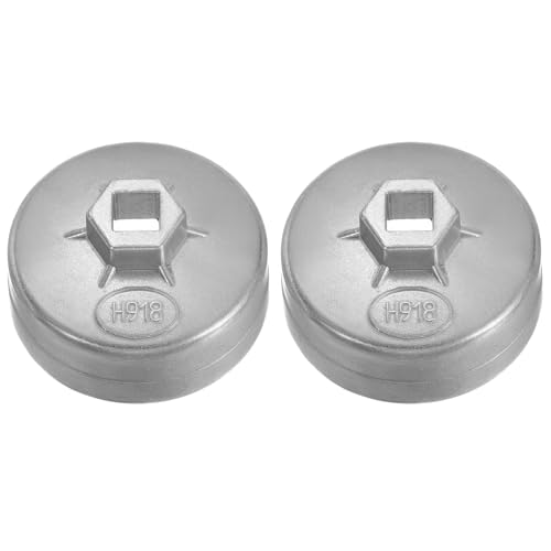 HARFINGTON 2pcs Oil Filter Cap Wrench 15 Flute 80.5 x 44 x 74mm (WxHxID) 1/2" Square Drive Aluminum Cup Type Drive Metric Oil Filter Socket Removal Tool for Engine Conduit Fittings - size: 15 Flute 80.5 x 44 x 74mm