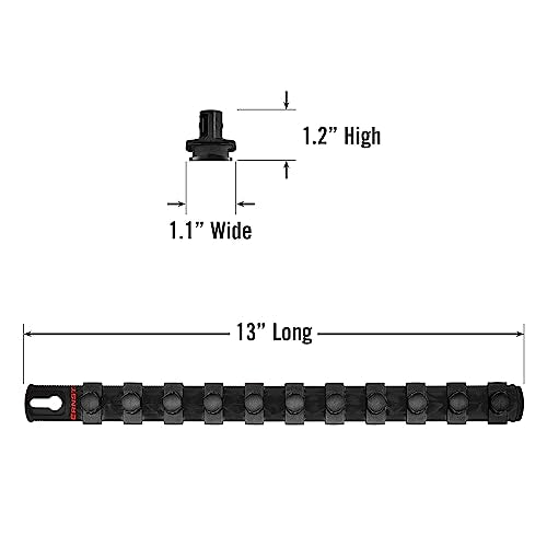 ERNST 13-Inch Socket Rail Organizer with 11 1/2-Inch Twist Lock Clips, Black (8425-Black-1/2) - color: Black, size: 1/2-Inch Twist Clips, style: 13-Inch