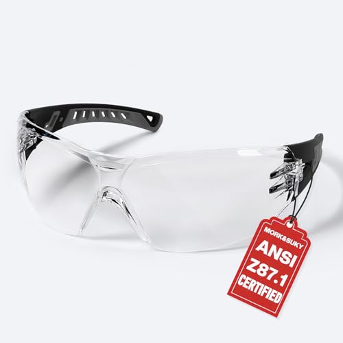 MORK&SUKY Z87 Safety Glasses, Lightweight Anti-Fog Protective Eyewear for Men & Women, Eye Protection for Work, Lab, Nursing - color: Black