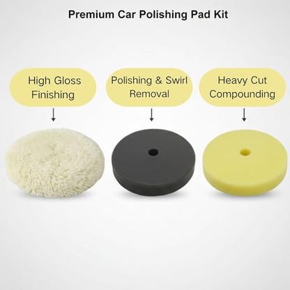 7 Inch Polishing and Finishing Pad Kit, Compatible with Milwaukee M18 Polisher 2738, Includes Foam & Wool Pads, Replacement for 49-36-2783 2784 2785, Car Boat Buffing Waxing Kit