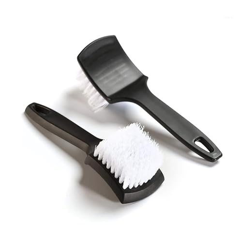 Tire Brush, Black Stiff Bristle Wheel Cleaning Brush, Car Carpet Brush, Detail Brush (White) - color: White