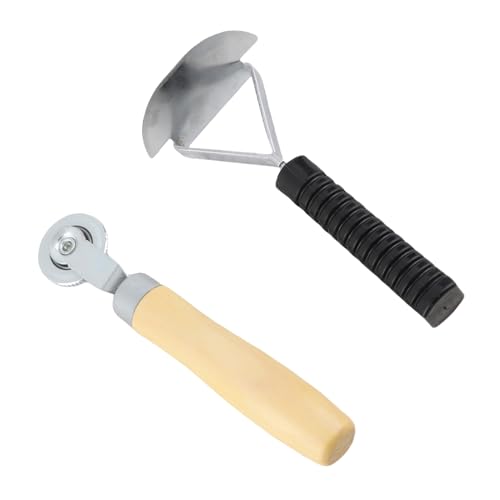 Keenso 6mm Tire Patch Roller Scraper Set, Tire Repair Tool Kit with Wood Handle for Cars Motorcycles