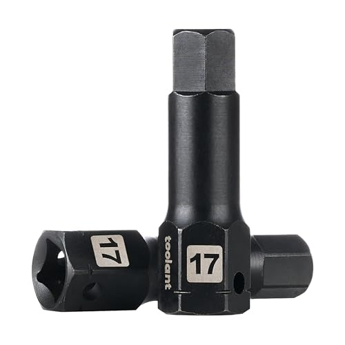 toolant 1/2" drive 17mm impact hex bit socket set 2PCS, Hex Drive, S2 Steel Air Drive Allen Socket set,Impact Grade，Anti-Roll Design - size: 1/2" drive - 17mm - 2 PCS