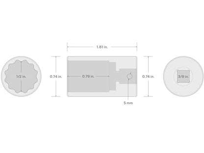 TEKTON 3/8 Inch Drive x 1/2 Inch Impact Socket | SID14213 - size: 1/2-Inch, style: Semi-Deep
