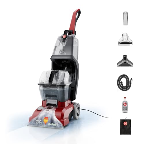 Hoover PowerScrub Deluxe Carpet Cleaner Machine, Deep Cleaning Carpet Shampooer Machine, SpinScrub Brushes, HeatForce Drying, Pet & Upholstery Tools, Pair with Hoover Carpet Cleaner Solution - style: PowerScrub Deluxe