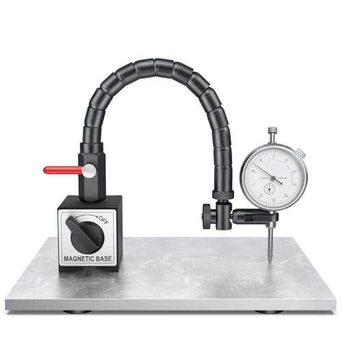 HDLNKAK Dial Indicator 0-10 mm with Magnetic Base - Precision Machinist's Tool Set for Alignment, Includes Flexible Arm Base & 0.01MM Accuracy Measuring Instrument. - color: pearl
