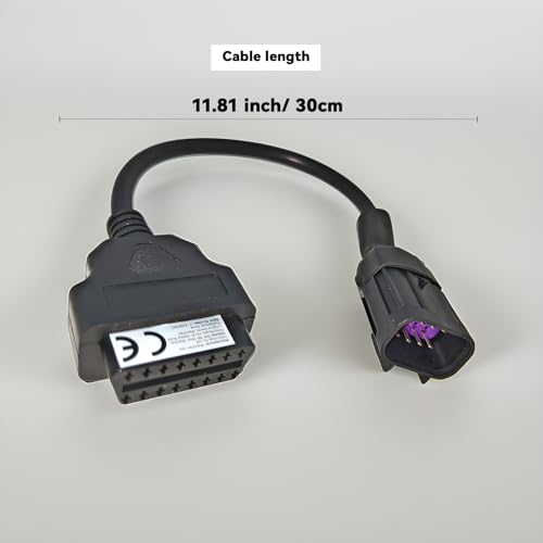 OBDII Motorcycle Adapter Cable - 16 Pin to 8 Pin Polaris Connector for Diagnostic Code Reader Scanner, Fits RZR, Ranger, Slingshot, Sportsman ATV