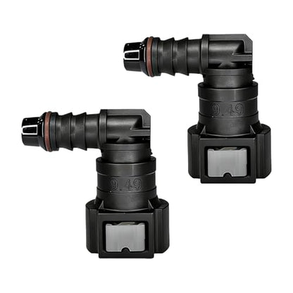 2PCS 90 Degree Fuel Line Quick Connector, 3/8 SAE to 5/16 Nylon Tubing Fuel Line Connector, High Pressure Quick Release Push-On Plugs Fuel Line Repair Kit Compatible with Most Vehicles（Elbow） - size: Elbow