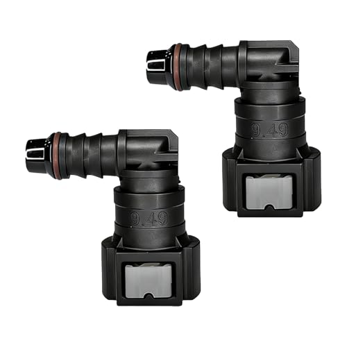 2PCS 90 Degree Fuel Line Quick Connector, 3/8 SAE to 5/16 Nylon Tubing Fuel Line Connector, High Pressure Quick Release Push-On Plugs Fuel Line Repair Kit Compatible with Most Vehicles（Elbow） - size: Elbow