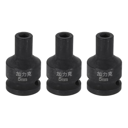 HARFINGTON 3pcs 4 Point Square Socket 1/2" Drive 5mm Metric Square Impact Socket CR-V Blackening Standard Wheel Sleeve Pneumatic Sleeve Tool for Auto Repair Mechanical Maintenance Home Use - size: 5mm