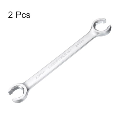 HARFINGTON 2pcs Flare Nut Wrench 22mm x 24mm High Carbon Steel Nickel Plating Wrench for DIY Hand-making Automotive Repairs and Household Maintenance - size: 22mm x 24mm