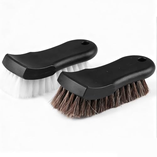 Upholstery Brush Set, Horse Brush Set, Convertible Top Brush, Cleaning Brush for Leather,Carpet, Car and Long Bristle Horse Hair Car Cleaning Brush for Car Interior Leather Seat and Home Furniture