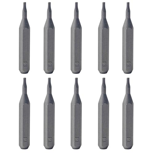 10Pcs Torx Head Screwdriver Bit Set, S2 Steel Magnetic Star Bits, 5/32" Hex Shank, Tamper Resistant, Impact Grade for Drill, Power Driver, Electronics, Home & Automotive Repair(T3) - size: T3