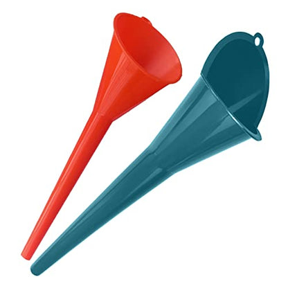 Plastic Long Neck Oil Funnels, for Filling Automotive Oil, Lubricants Engine Oils, Kerosene, Fuel, Diesel, Coolant & Other Liquids (Red Blue(1+1 Pack) - color: Red Blue(1+1 pack）