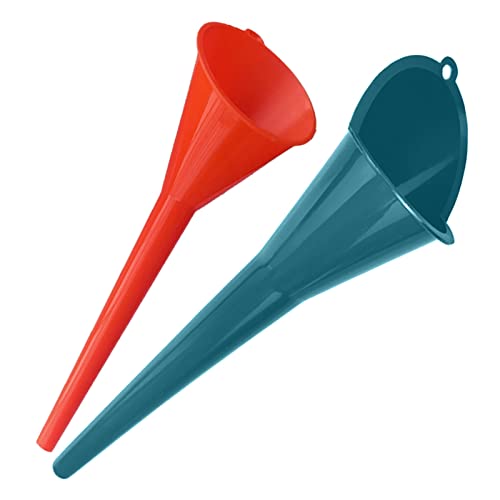Plastic Long Neck Oil Funnels, for Filling Automotive Oil, Lubricants Engine Oils, Kerosene, Fuel, Diesel, Coolant & Other Liquids (Red Blue(1+1 Pack) - color: Red Blue(1+1 pack）